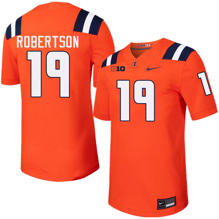 Men #19 Hugh Robertson Illinois Fighting Illini College Football Jerseys Stitched-Orange